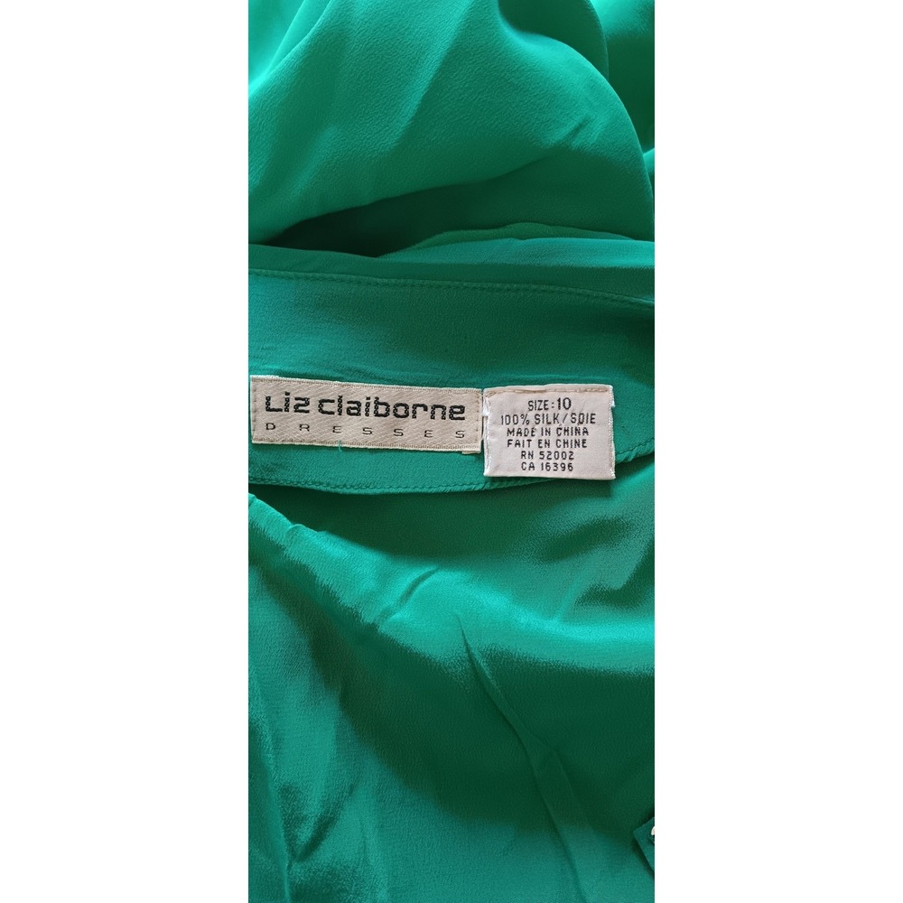 Liz Claiborne women's Green 100% Silk Sheath Dress Size 10 KS271 - Picture 3 of 5